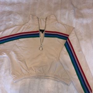 Rainbow Half-Zip Cropped Sweatshirt
